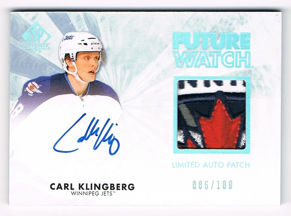 2011-12 SP Authentic Future Watch Limited Autograph Patch Carl Klingberg 086/100 - Image 1 of 1