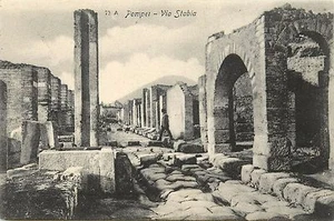 Italy Pompei Starda Di Stabia Che Attroversa Tutta La Citta Postcard - Picture 1 of 2