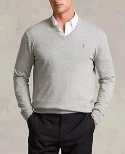 Polo Ralph Lauren Para Hombre Pima Algodón Cuello en V Suéter Talla M Tejido Pullover Negocios - Imagen 1 de 11