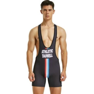 Men's Sports Vest Workout Wear One-Piece Running Pants Cycling Wear Bodysuits - Picture 1 of 10