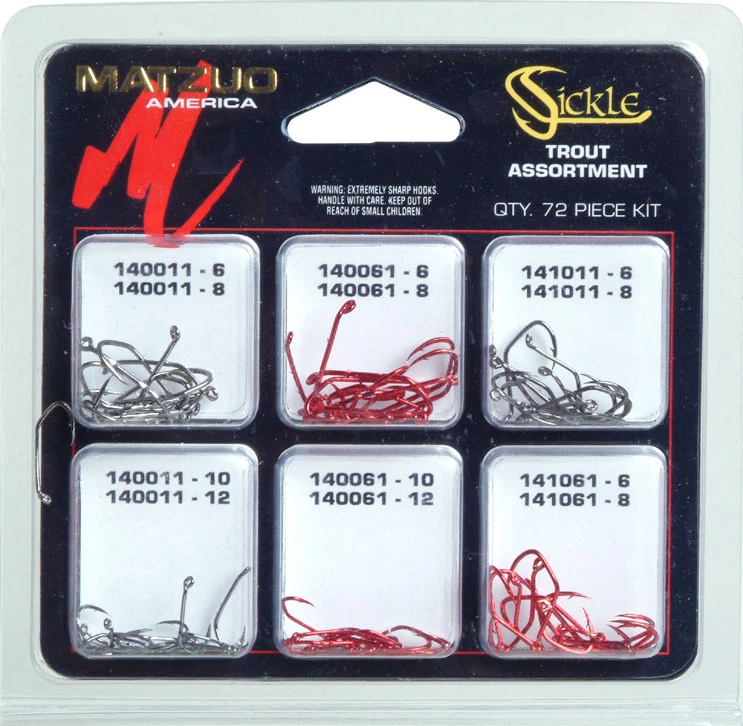 2 Packs of 72 Matzuo MHS-141 Sickle Octopus Trout Fish Hook Assortment - Image 1 of 1