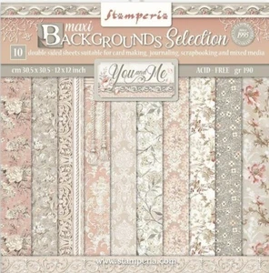 Stamperia YOU AND ME - BACKGROUNDS - 12" X 12" Double Sided Paper - 10 SHEETS - Picture 1 of 12