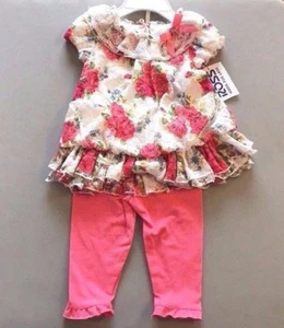 ¡NUEVO! NANNETTE BABY Conjunto de 2 Top y Leggings de Encaje Floral, Talla 3-6M - Multi Rosa - Imagen 1 de 7