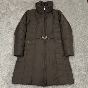 Calvin Klein Jacket Women Medium Petite Brown Lined Zip Up Winter Heavy Parka - Picture 1 of 21