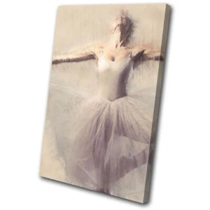 Ballerina Vintage Paint Effect Performing SINGLE CANVAS WALL ART Picture Print - Picture 1 of 1