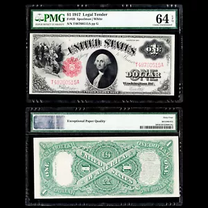 PMG Choice Uncirculated 64 EPQ 1917 $1 Legal Tender Note Fr.39 pp G - Picture 1 of 3