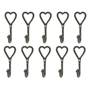 10 ganchos de corazón individuales de hierro fundido estilo antiguo vintage W40 mm x H100 mm negro - Imagen 1 de 7