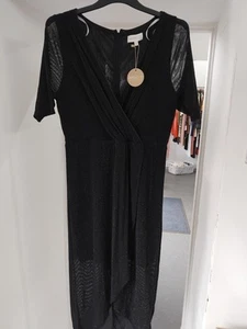abito donna nero albicocca glitterato taglia 14 nuovo con etichetta - Foto 1 di 4