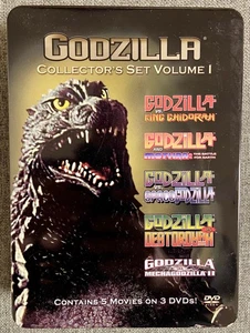 Godzilla Collector's Set Volume 1 Tin Box 5 Movies 3 Dvds NEW RARE OOP 90s Kauju - Picture 1 of 19
