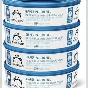 Lot of 4 Mama Bear Diaper Pail Refills for Diaper Genie Pails ~ 270 Count Each - Picture 1 of 6