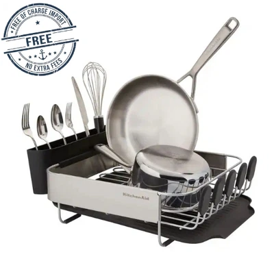 KitchenAid Stainless Steel Wrap Compact Dish Rack, 16.06-Inch - Black Free Ship - Image 1 of 4