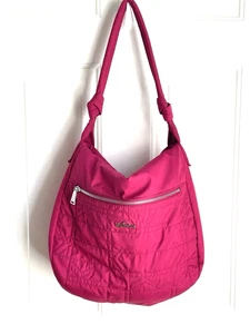 Kipling Quilted Shoulder Bag Fuchsia Pink Soft Multicolor Plaid Lining Flawless - Picture 1 of 14