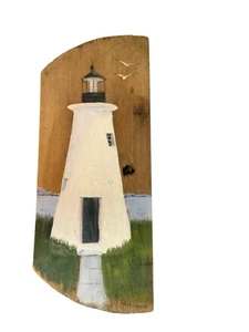 Hand Painted Driftwood With Lighthouse Scene Signed And Numbered Marked Concord - Picture 1 of 6