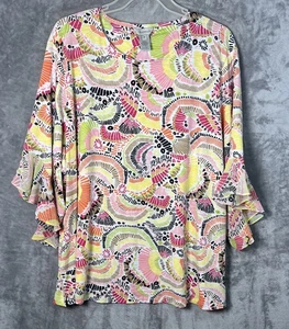 Top multicolor para mujer talla 3X mangas transparentes campana multicolor - Imagen 1 de 12