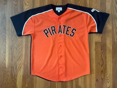 Vintage Starter Pittsburgh Pirates Orange Black Baseball Jersey XL MLB 90s - Image 1 of 4