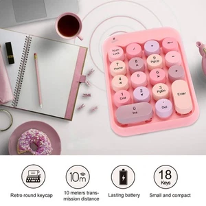 Mini 2.4G Wireless Numeric Keypad Vintage Colorful Round Cap Num Keyboard Wat FY - Zdjęcie 1 z 22