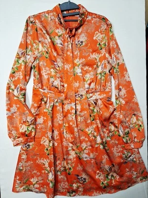 Vestido para mujer Forever 21 naranja talla grande floral pájaros vestido de negocios Foto 1 de 4
