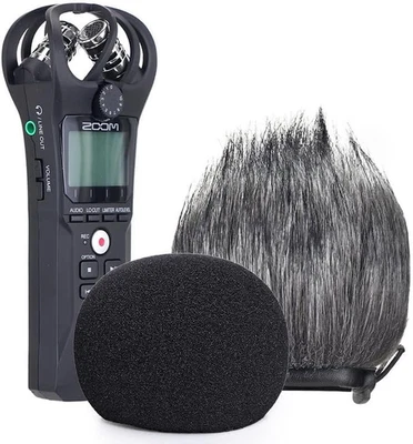 HEARTORIGIN Zoom H1N Handy Recorder W/ Foam & Furry Windscreen Indoor Outdoor Audio UK