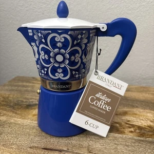 Brandani Italian Style Espresso/Kaffee/Mokkakanne 6 Tassen Blau Design NEU - Bild 1 von 8