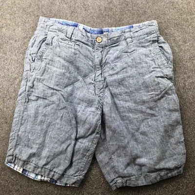 Tommy Bahama Pantalones Cortos Para Hombre 32 Azul Gris Lino A Cuadros Reversible Playa Informal Foto 1 de 4