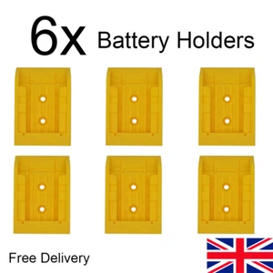 6x Battery Holder For Dewalt 18V Batteries (Yellow) - XR, Mount, Worktop - Picture 1 of 3