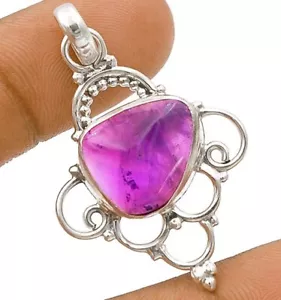 Natural Chevron Amethyst 925 Solid Sterling Silver Pendant - Foto 1 di 1