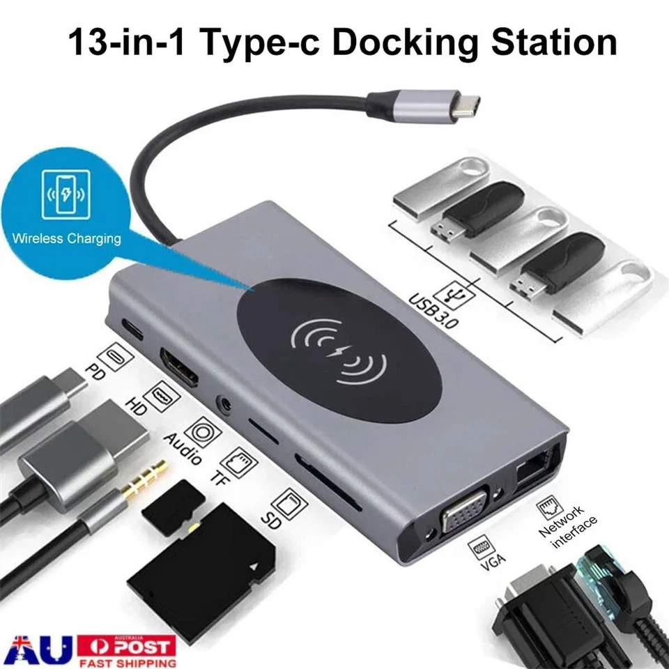 USB C Hub 8 in 1 USB C to HDMI Multiport Dongle Adapter 4K HDMI 3 USB 3.0 Ports