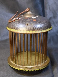 Antique Chinese Cloisonné Enamelled Hanging Cricket Cage - Picture 1 of 9