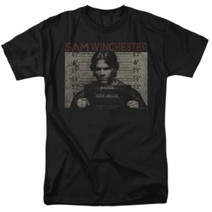 Supernatural T-Shirt Sam Winchester Mug Shot Black Tee - Picture 1 of 1