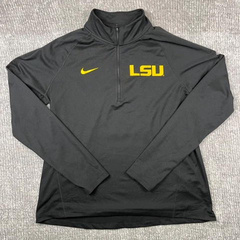 Nike LSU Tiger Jacket Woman Extra Large XL Black Team Issue Quarter Zip Pullover Cover