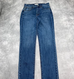 Pantalones de mezclilla Madewell para mujer 28W x 31L azules perfectos vintage tiro alto algodón cónico nuevos con etiquetas - Imagen 1 de 14