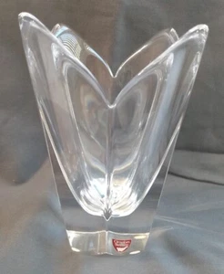 Orrefors Swedish Signed Crystal Vase Lotus Flower 5.75" H x 3.25" W Clear Heavy - Picture 1 of 14