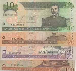 Dominican Republic 2003 10,20,50 & 100 Pesos P168,69.70,71 (4 Notes) - Bild 1 von 2