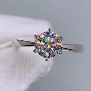 Sterling Silver Six-Prong Adjustable Ring Women's jewelry Gift - Picture 1 of 7