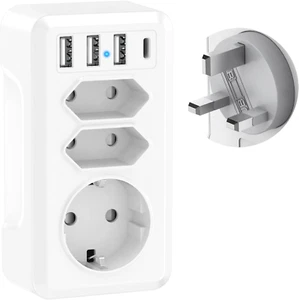 Reiseadapter UK Adapter England Deutschland Stecker Steckdosenadapter England, 7 - Bild 1 von 7