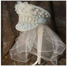 Bride Hat Rhinestone Sequins Hen Party Hat Wedding Veil Pearls