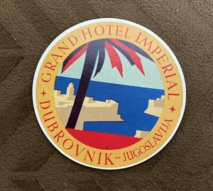 GRAND HOTEL IMPERIAL * Dubrovnik ~ Yugoslavia * Etiqueta de equipaje / pegatina - Imagen 1 de 3