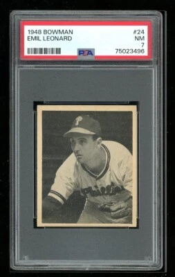 1948 Bowman #24 Emil Leonard PSA 7 - Image 1 of 2