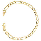 10K Yellow Gold Hollow Plain Fiagro Link Bracelet Chain 4mm 9"  9 Inch Mens