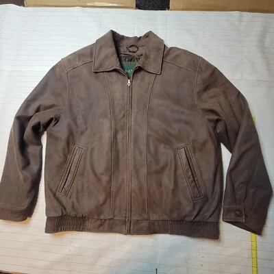 Chaqueta de bombardero de cuero Danier de colección con forro 44-46 cremallera completa marrón muy suave flexible Foto 1 de 4