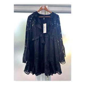 NEW RIVER ISLAND Black Boho Mini Dress Chiffon NWT Size 10 - Picture 1 of 14
