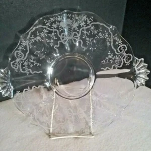 FOSTORIA Corsage Baroque CAKE Serving PLATE Handled 12" EUC - Picture 1 of 6
