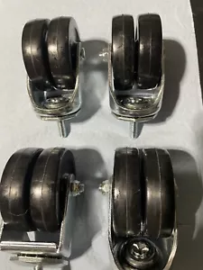 Set di 4 girevoli a doppia ruota con borchie 3/8"". Caster, gomma, 3 pollici, 350 libbre - Foto 1 di 8