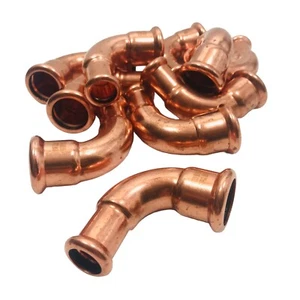 22mm x 15mm Press Fit Reducing 90 Degree Reducer Copper Elbows - Plumbing Elbow - Picture 1 of 7