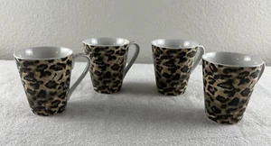 4 Tienshan Fine China 4" Tall Coffee Cup/Mugs Leopard Pattern - Picture 1 of 8