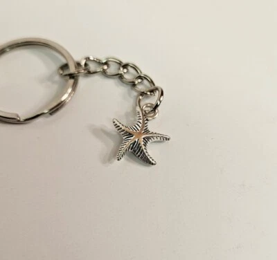 Starfish Charm Keychain / Silver Color Pendant Key Ring  — 第 1/3 张图片
