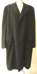 MENS BLACK CASHMERE DRESS COAT 3 BUTTON FRONT SAKS FIFTH AVENUE SZ 42 EUC - Picture 1 of 6