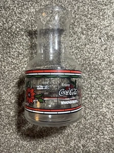 Vintage Coca Cola Whataburger Glass Carafe Pitcher Christmas Poinsettias 48 oz - Picture 1 of 2