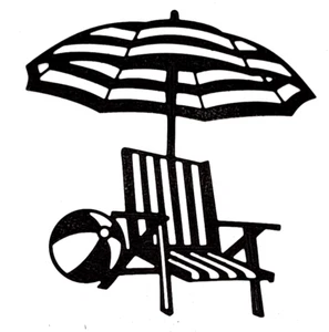 Beach Day Umbrella Chair Ball Vacation Ocean Metal Dies Standard Thin 4" x 4.25" - Picture 1 of 2