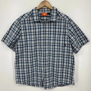 Merrell Short Sleeve Button Shirt Men's Size XL Blue Plaid Cotton Pocket - Picture 1 of 10